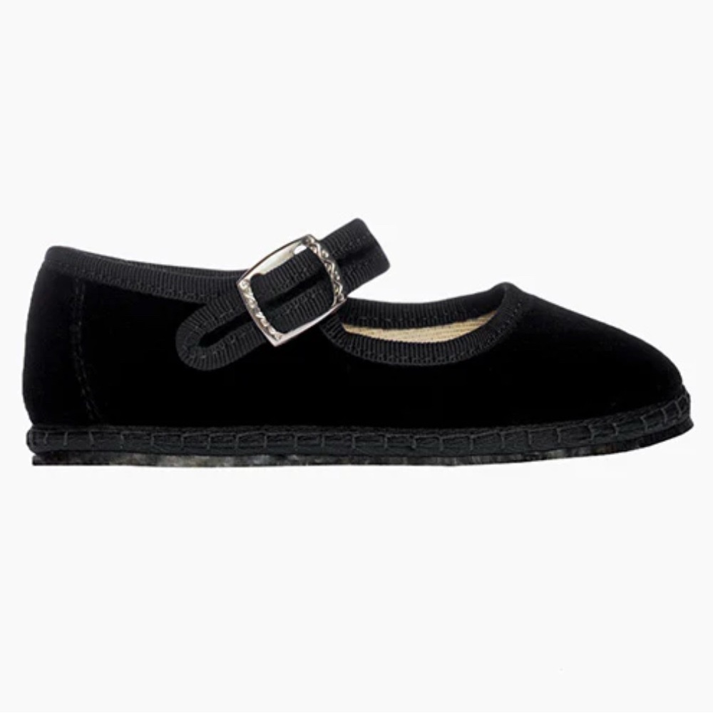 Vibi Venezia Black Velvet Toddler Maryjane